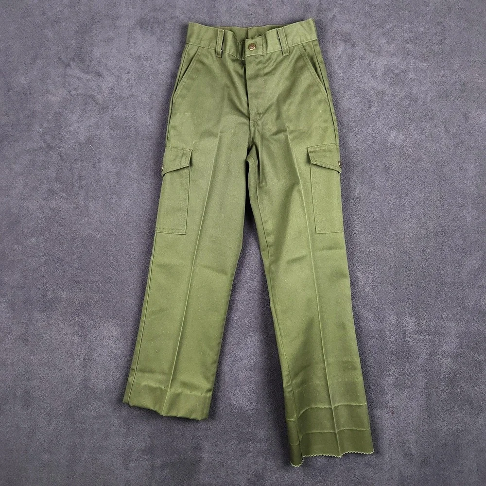 Vintage Boy‎ Scouts of America Pants Youth 23x24 Green Uniform Cargo Pockets